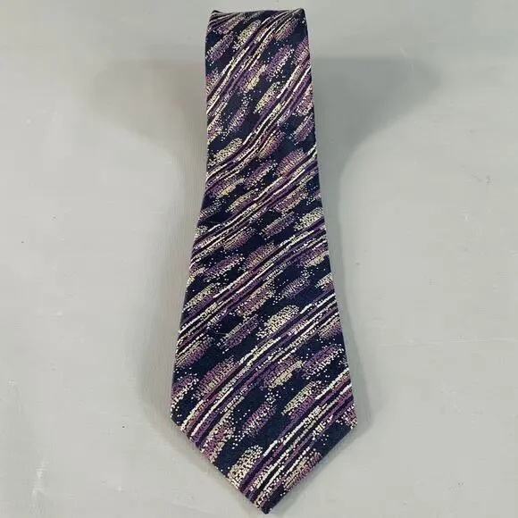 MISSONI One Size Purple Grey Black Abstract Silk Tie